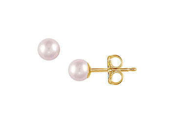 Akoya Cultured Pearl Stud Earrings  14K Yellow Gold  4 MM