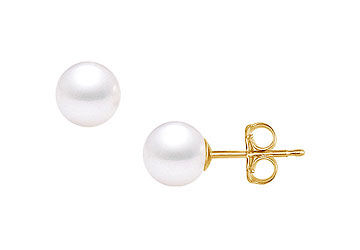Akoya Cultured Pearl Stud Earrings  14K Yellow Gold  9 MM