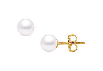 Akoya Cultured Pearl Stud Earrings  14K Yellow Gold  7 MM