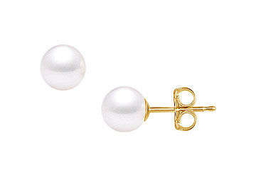 Akoya Cultured Pearl Stud Earrings  14K Yellow Gold  8 MM