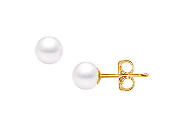 Akoya Cultured Pearl Stud Earrings  14K Yellow Gold  5 MM