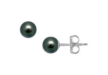 Akoya Cultured Pearl Stud Earrings  14K White Gold  6 MM