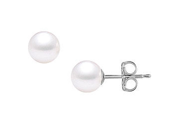 Akoya Cultured Pearl Stud Earrings  14K White Gold  8 MM