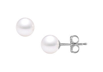Akoya Cultured Pearl Stud Earrings  14K White Gold  9 MM