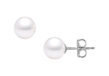 Akoya Cultured Pearl Stud Earrings  14K White Gold  10 MM