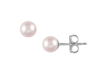 Akoya Cultured Pearl Stud Earrings  14K White Gold  6 MM