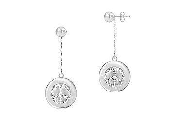 Diamond Peace Earrings  14K White Gold - 0.66 CT Diamonds