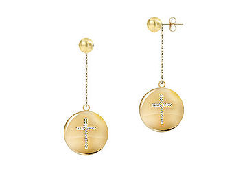 Diamond Cross Earrings  14K Yellow Gold - 0.25 CT Diamonds