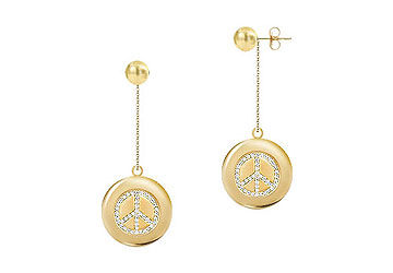 Diamond Peace Earrings  14K Yellow Gold - 0.66 CT Diamonds