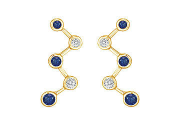 Blue Sapphire and Diamond Earrings  14K Yellow Gold - 1.00 CT TGW