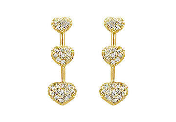 Diamond Heart Journey Earrings  14K Yellow Gold - 0.50 CT Diamonds
