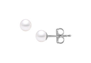 Freshwater Cultured Pearl Stud Earrings  14K White Gold  4 MM