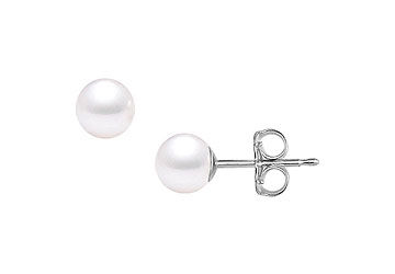 Freshwater Cultured Pearl Stud Earrings  14K White Gold  5 MM