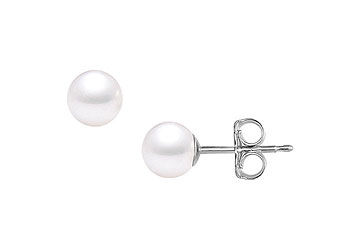 Freshwater Cultured Pearl Stud Earrings  14K White Gold  6 MM