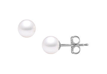 Freshwater Cultured Pearl Stud Earrings  14K White Gold  7 MM