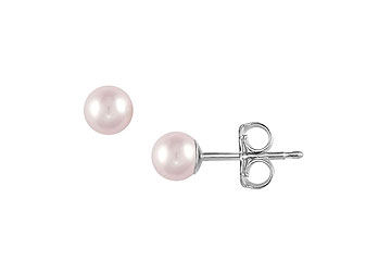 Freshwater Cultured Pearl Stud Earrings  14K White Gold  4 MM