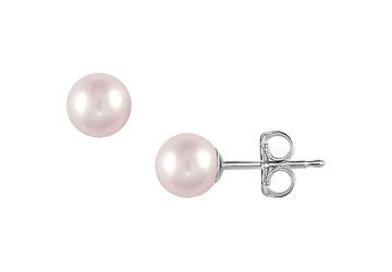 Freshwater Cultured Pearl Stud Earrings  14K White Gold  7 MM