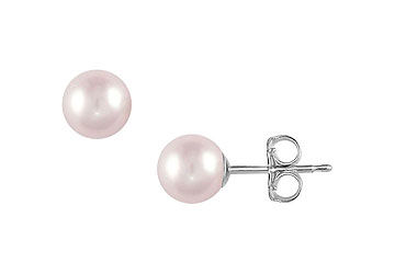 Freshwater Cultured Pearl Stud Earrings  14K White Gold  8 MM
