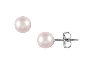 Freshwater Cultured Pearl Stud Earrings  14K White Gold  9 MM