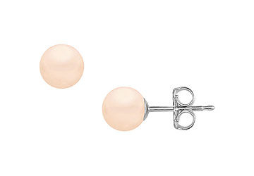Freshwater Cultured Pearl Stud Earrings  14K White Gold  9 MM