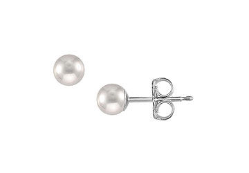 Akoya Cultured Pearl Stud Earrings  14K White Gold  4 MM