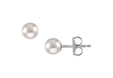Akoya Cultured Pearl Stud Earrings  14K White Gold  5 MM