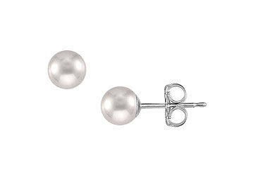 Akoya Cultured Pearl Stud Earrings  14K White Gold  6 MM