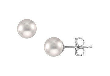 Akoya Cultured Pearl Stud Earrings  14K White Gold  9 MM