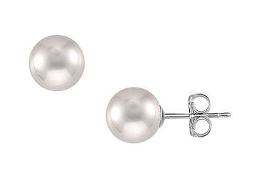 Akoya Cultured Pearl Stud Earrings  14K White Gold  11 MM