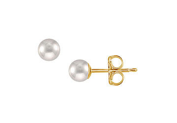 Akoya Cultured Pearl Stud Earrings  14K Yellow Gold  4 MM