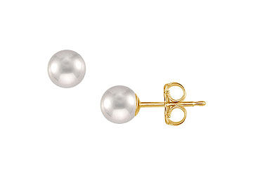 Akoya Cultured Pearl Stud Earrings  14K Yellow Gold  6 MM
