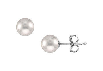 Tahitian Pearl Stud Earrings  18K White Gold  8 MM
