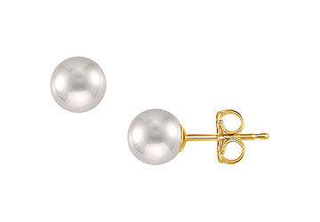 Tahitian Pearl Stud Earrings  18K Yellow Gold  8 MM