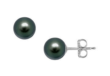 Tahitian Pearl Stud Earrings  18K White Gold  10 MM