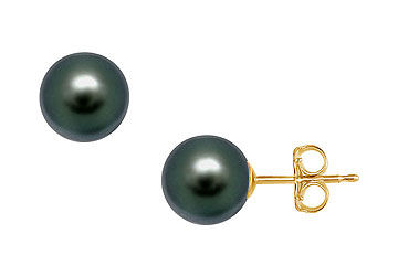 Tahitian Pearl Stud Earrings  18K Yellow Gold  13 MM
