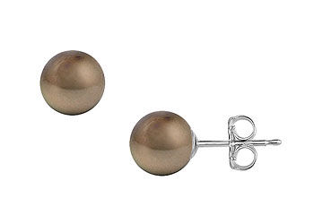 Tahitian Pearl Stud Earrings  18K White Gold  10 MM