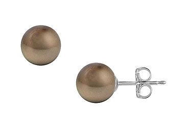 Tahitian Pearl Stud Earrings  18K White Gold  11 MM