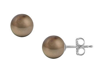Tahitian Pearl Stud Earrings  18K White Gold  13 MM