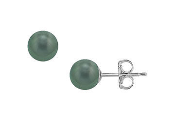 Tahitian Pearl Stud Earrings  18K White Gold  8 MM