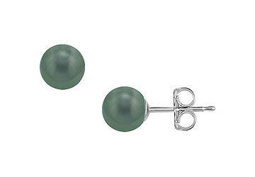 Tahitian Pearl Stud Earrings  18K White Gold  9 MM