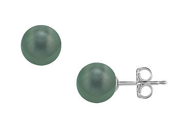 Tahitian Pearl Stud Earrings  18K White Gold  11 MM