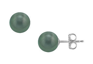 Tahitian Pearl Stud Earrings  18K White Gold  13 MM