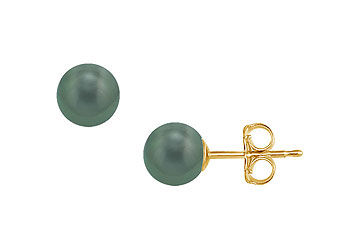 Tahitian Pearl Stud Earrings  18K Yellow Gold  8 MM
