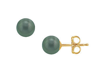 Tahitian Pearl Stud Earrings  18K Yellow Gold  9 MM