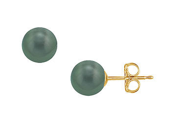 Tahitian Pearl Stud Earrings  18K Yellow Gold  10 MM