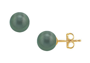 Tahitian Pearl Stud Earrings  18K Yellow Gold  12 MM