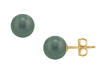 Tahitian Pearl Stud Earrings  18K Yellow Gold  13 MM