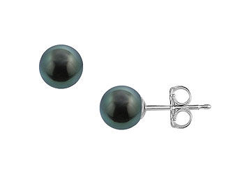 Tahitian Pearl Stud Earrings  18K White Gold  8 MM