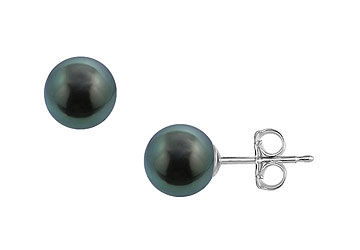 Tahitian Pearl Stud Earrings  18K White Gold  10 MM