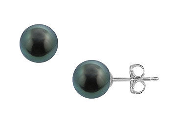 Tahitian Pearl Stud Earrings  18K White Gold  11 MM